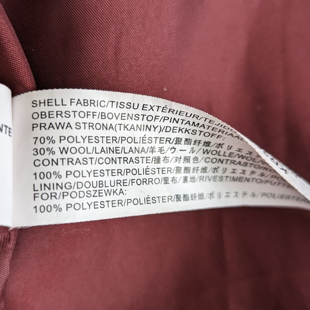 Moon River Maroon Dark Red Burgundy Wool Blend Moto Jacket, size S - Picture 6 of 9